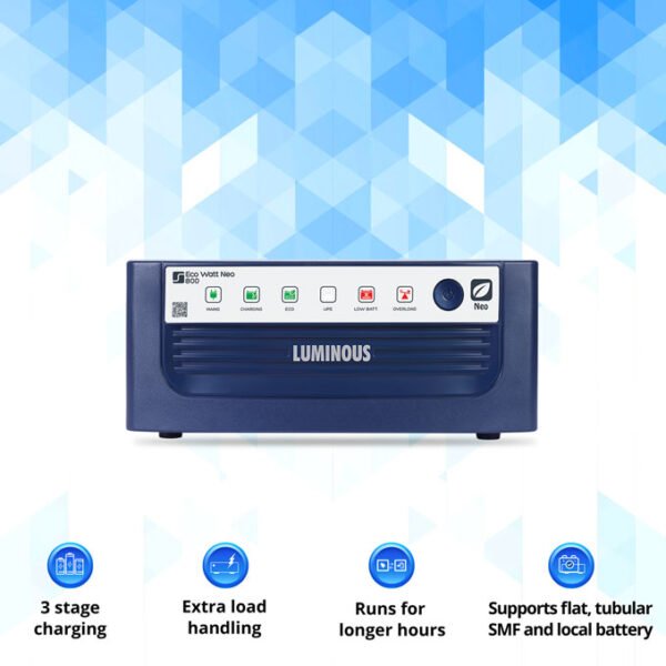 LUMINOUS  SQUARE  WAVE   INVERTOR - ECO WATT NEO 800 - 12 VOLT - Image 2