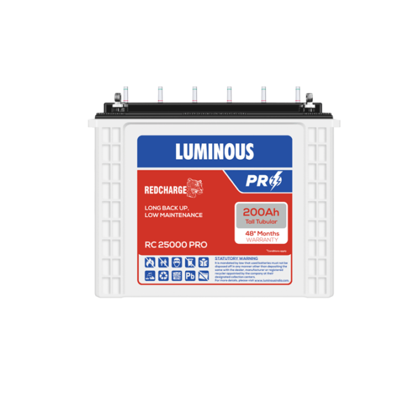 LUMINOUS  TUBULAR BATTERY - TALL TYPE - RC 25000 PRO - 200 AH