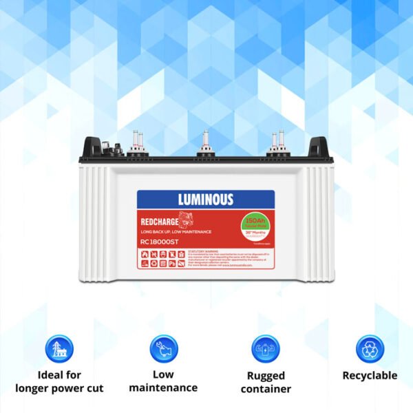 LUMINOUS  TUBULAR BATTERY - BED TYPE - RC18000ST - 150Ah - Image 2